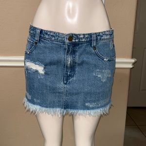 FREE PEOPLE Distressed Mini-Skirt